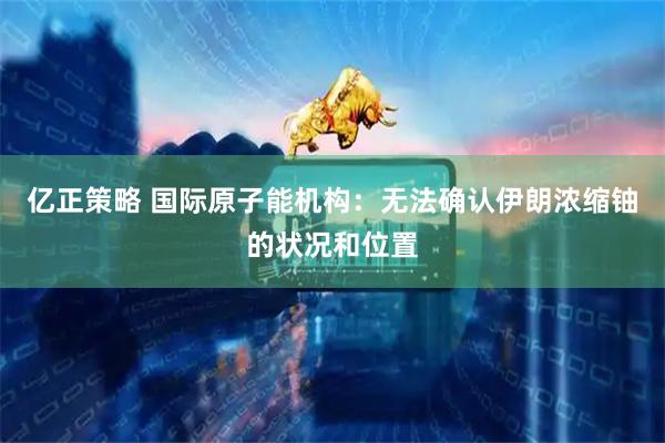 亿正策略 国际原子能机构：无法确认伊朗浓缩铀的状况和位置